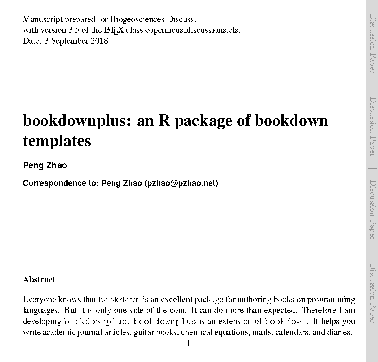 Bookdown contest submission: a template for Copernicus academic