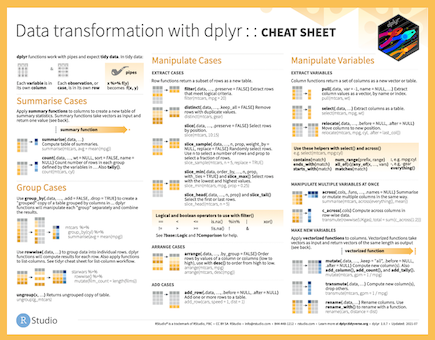 Data transformation with dplyr cheatsheet